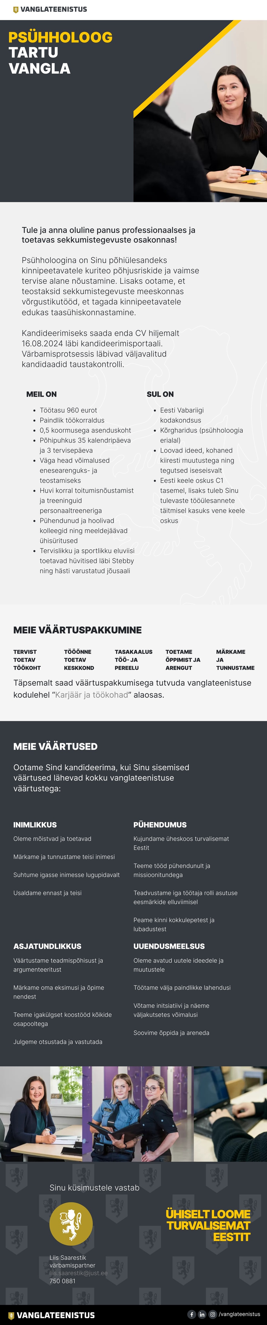 Tartu vangla Psühholoog (osalise koormusega)