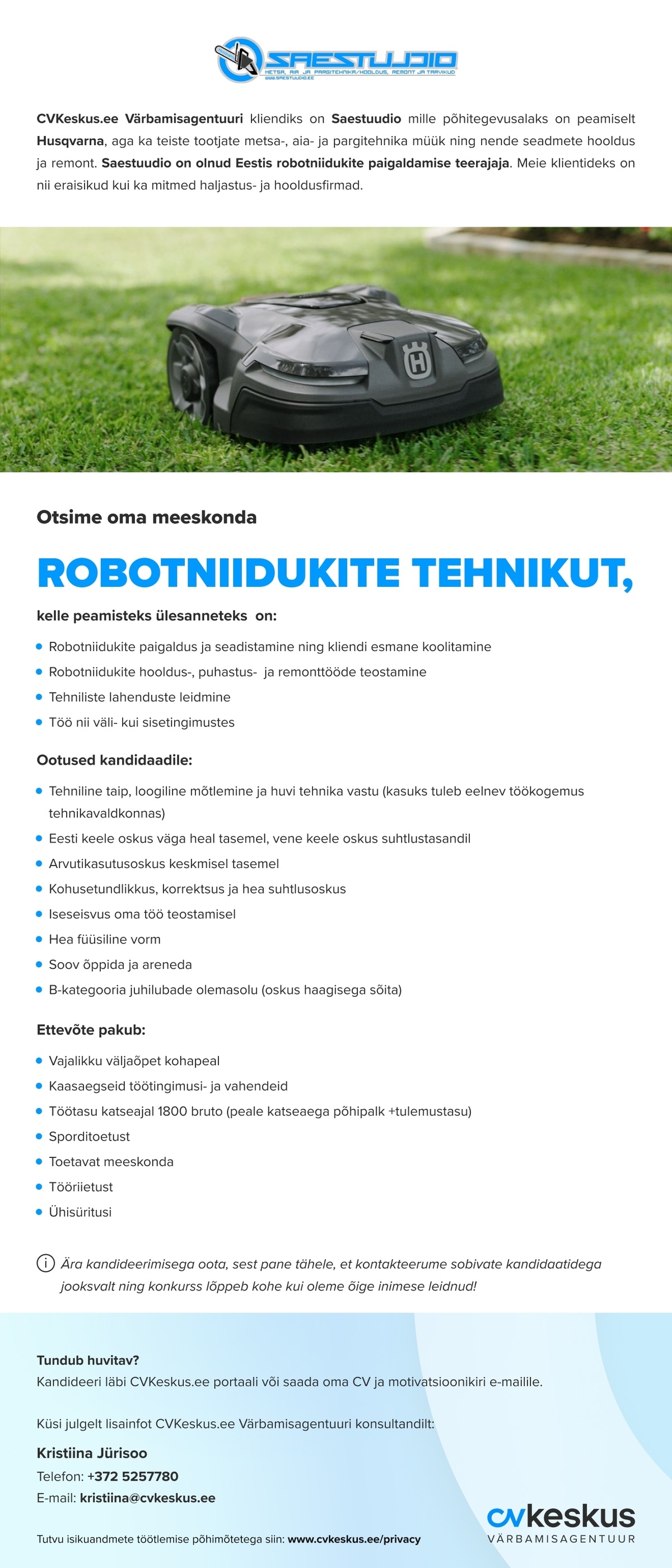 Saestuudio ROBOTNIIDUKITE TEHNIK