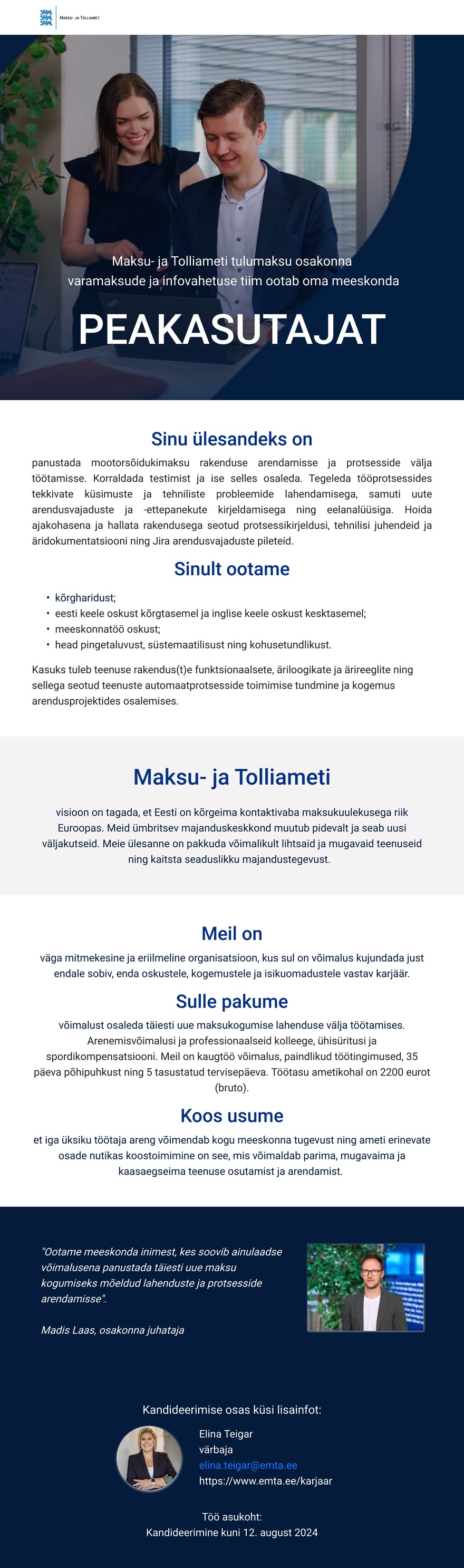 Maksu- ja Tolliamet Peakasutaja