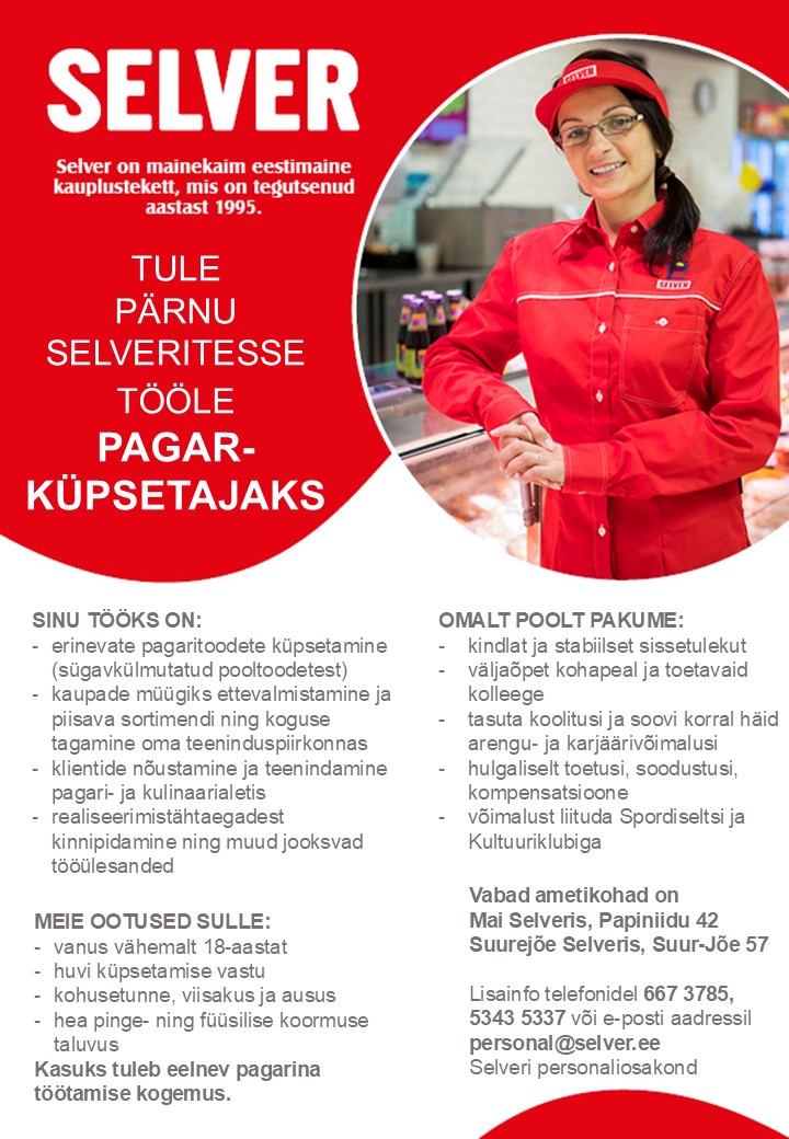 Selver Pagar-küpsetaja Pärnu Selverites