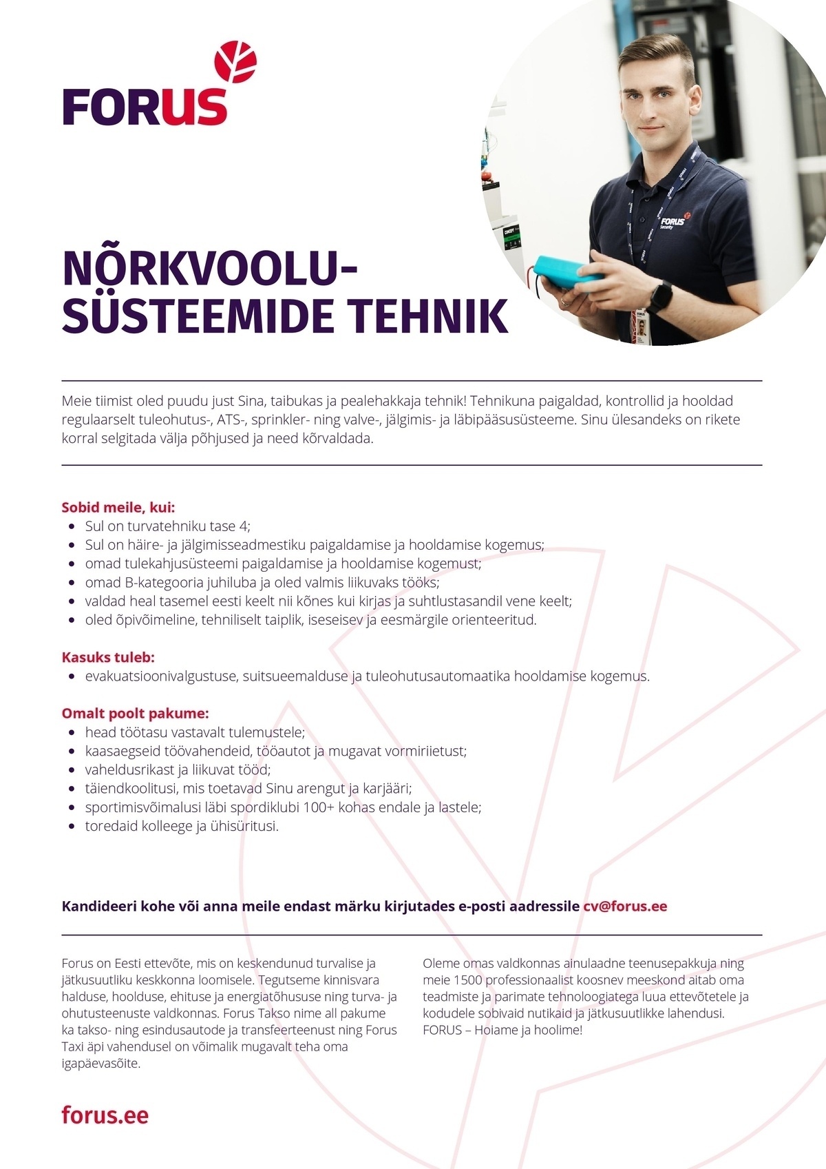 Forus Security AS Nõrkvoolusüsteemide tehnik