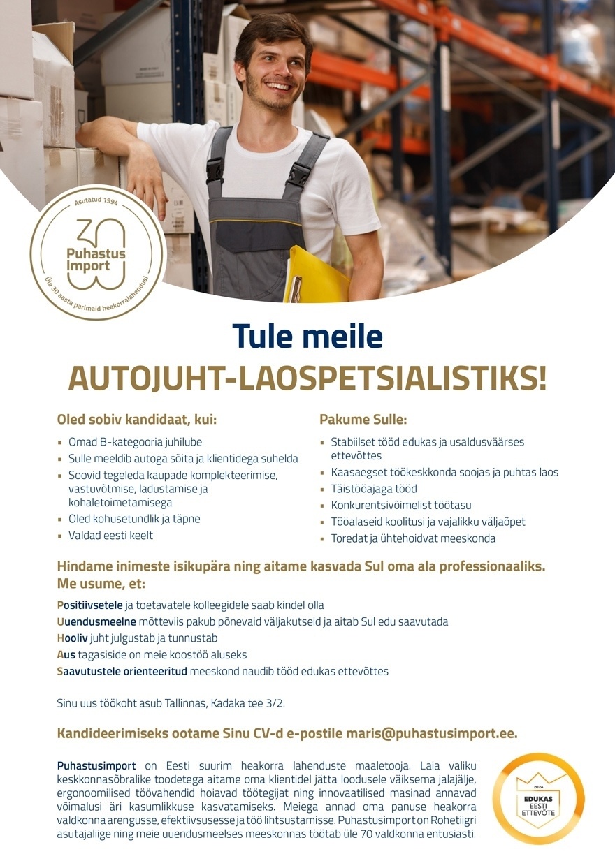 Puhastusimport OÜ Autojuht