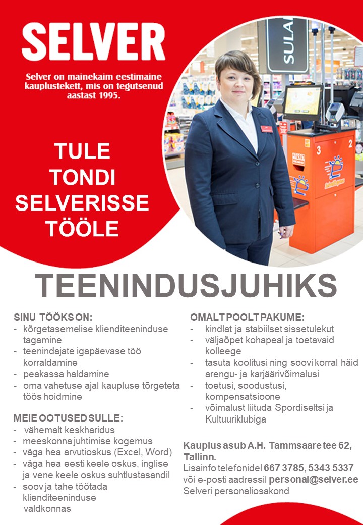 Selver Teenindusjuht Tondi Selveris