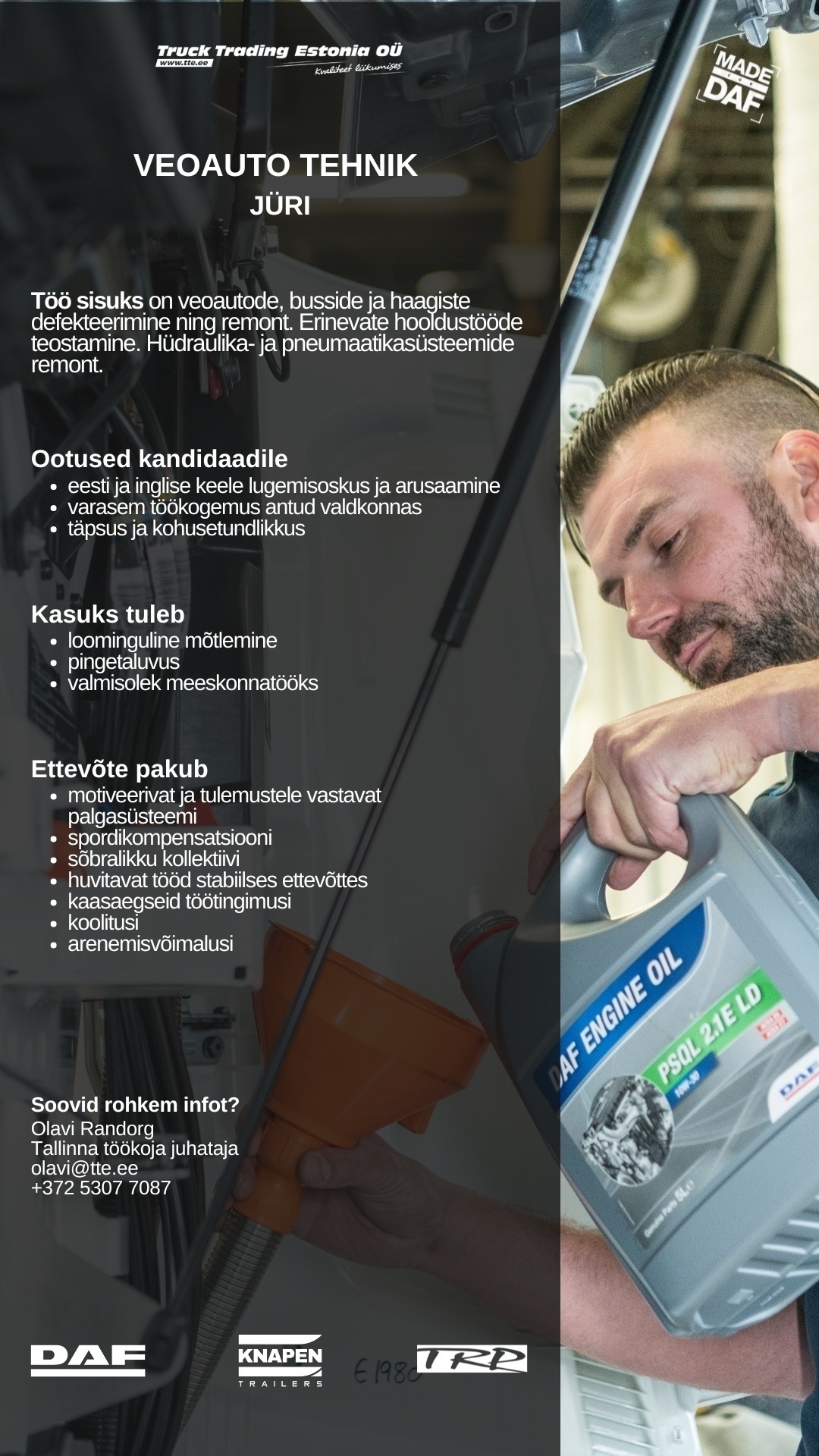 Truck Trading Estonia OÜ Veoauto tehnik Jüris