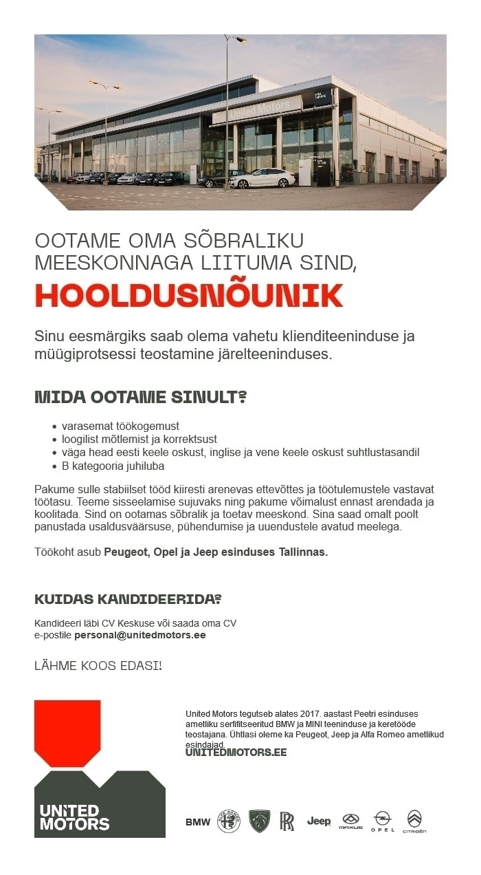 United Motors AS Hooldusnõunik