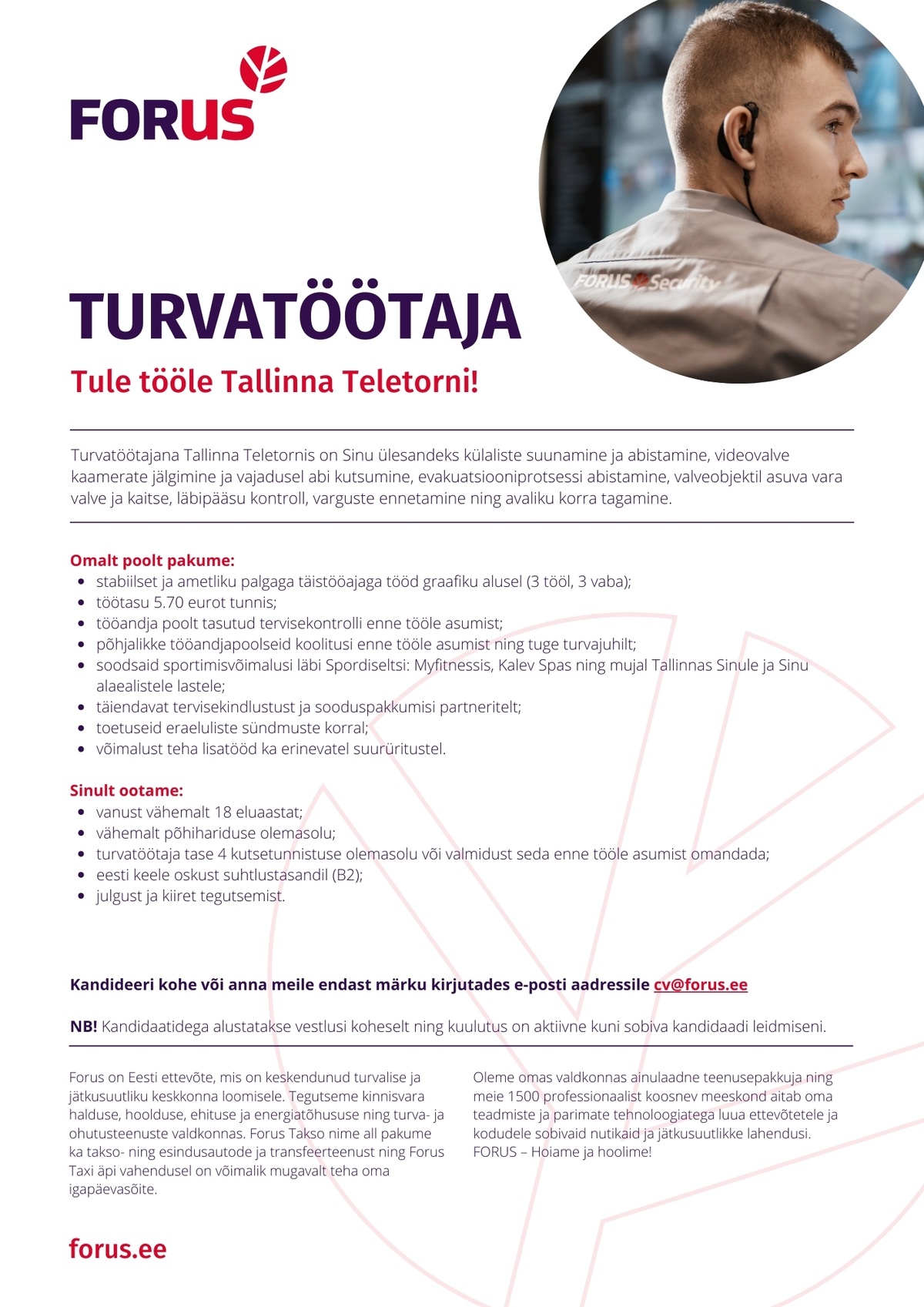 Forus Security AS Turvatöötaja Teletornis