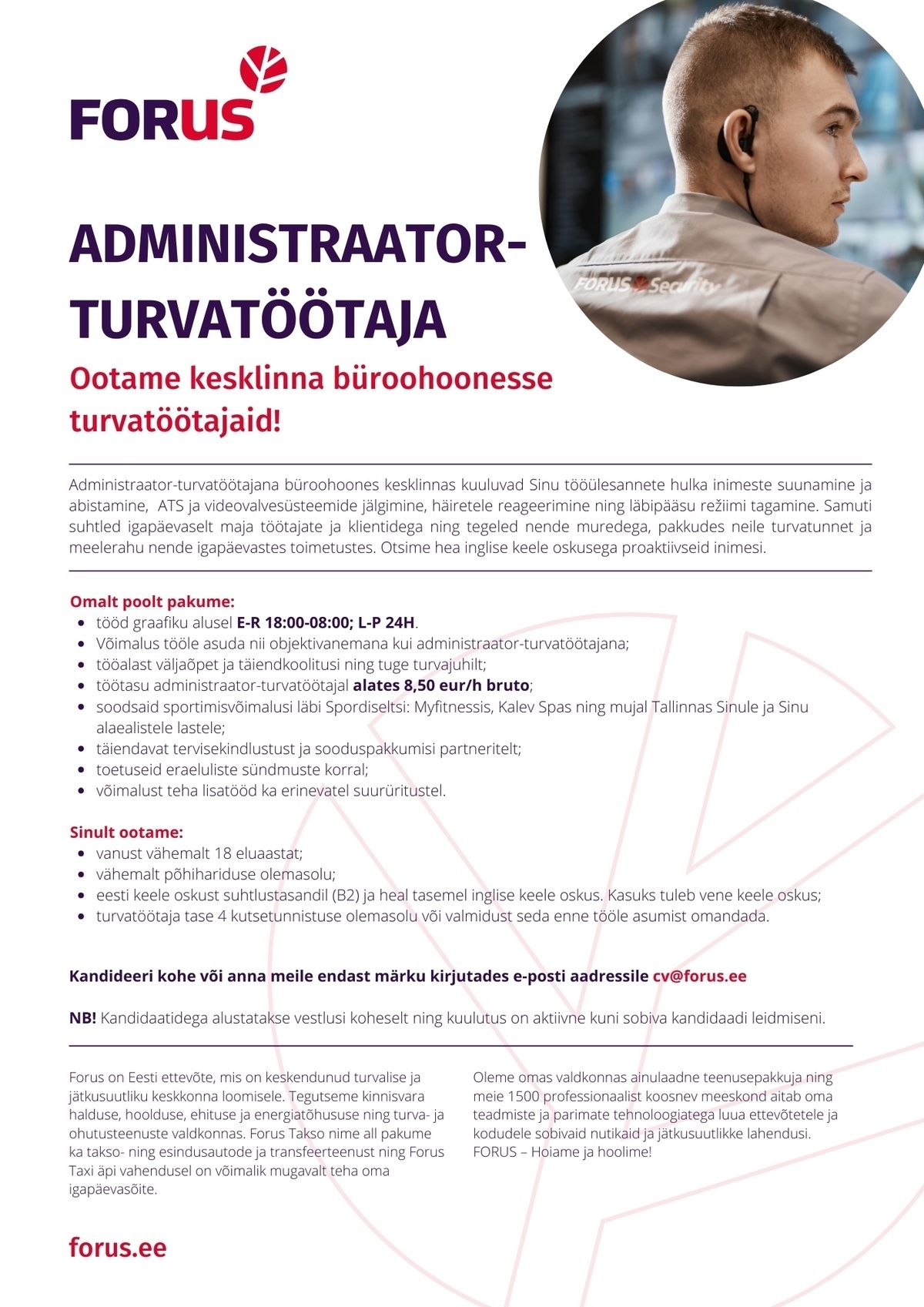 Forus Security AS Administraator-turvatöötaja kesklinna büroohoones