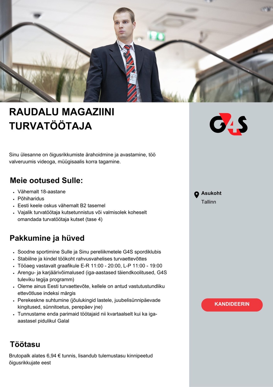 AS G4S Eesti Raudalu Magaziini turvatöötaja