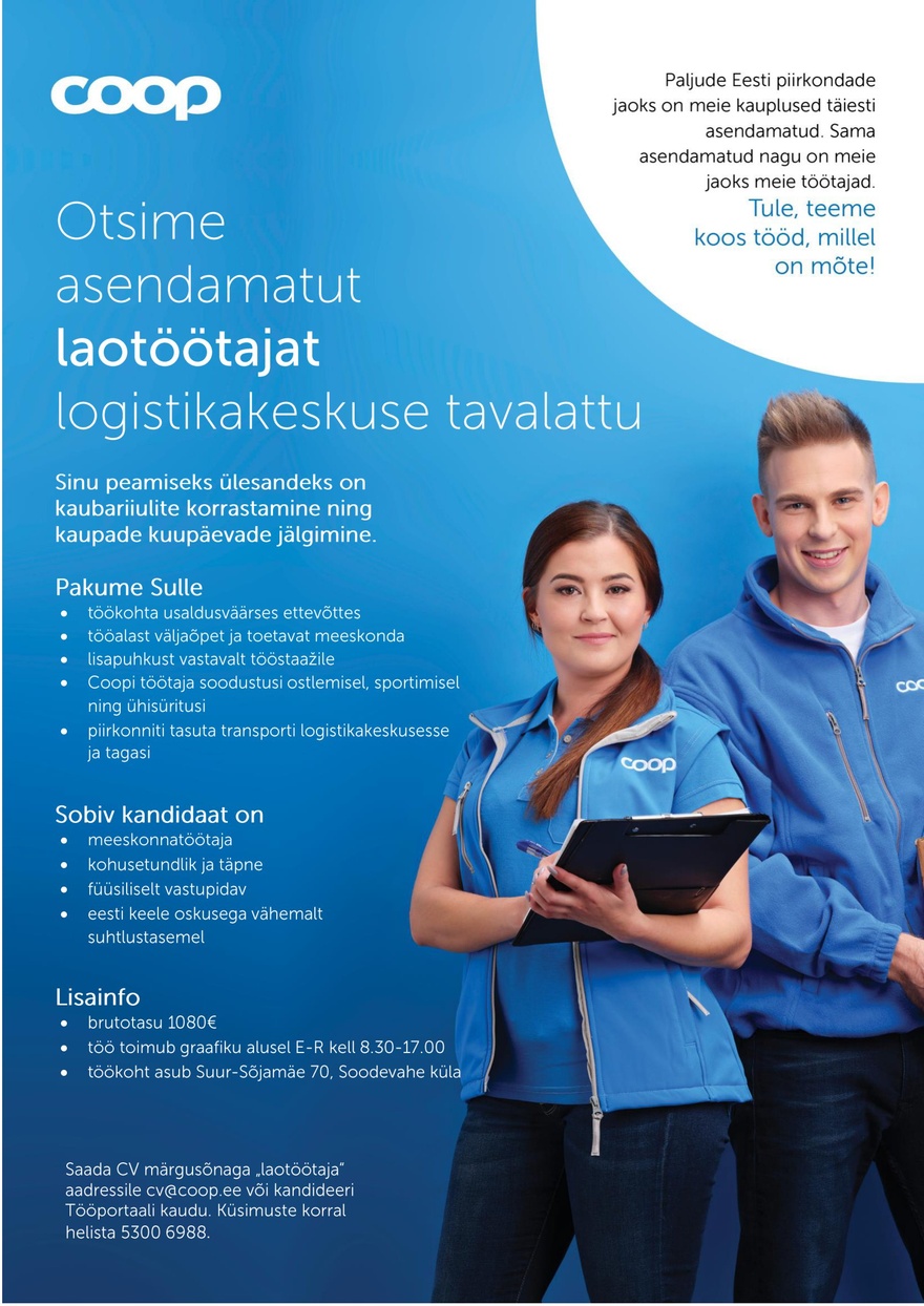 Coop Eesti Keskühistu Laotöötaja (tavaladu)