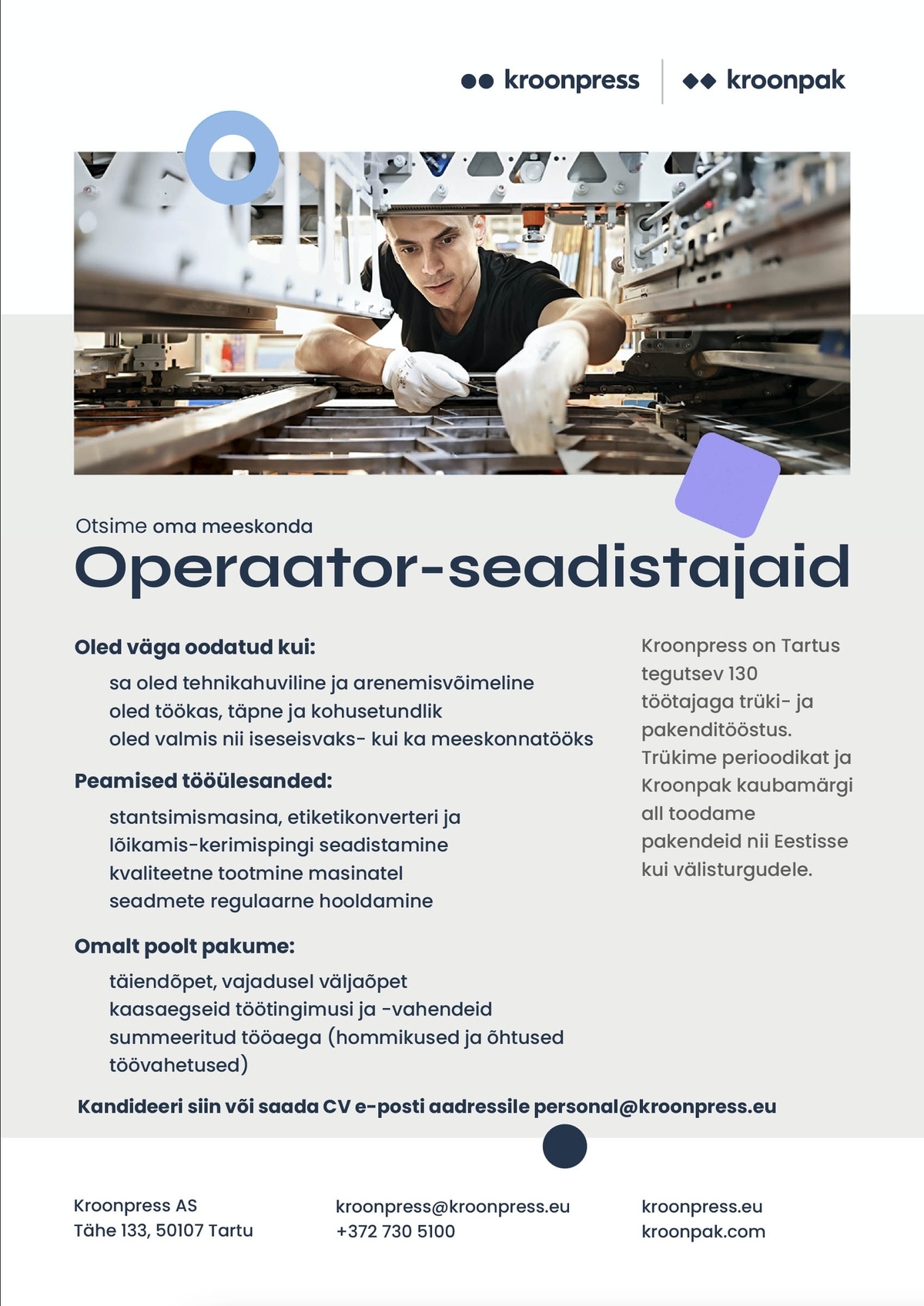 Kroonpress AS Operaator-seadistaja