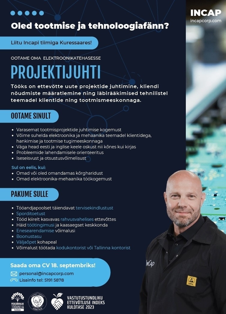 Incap Electronics Estonia OÜ Projektijuht