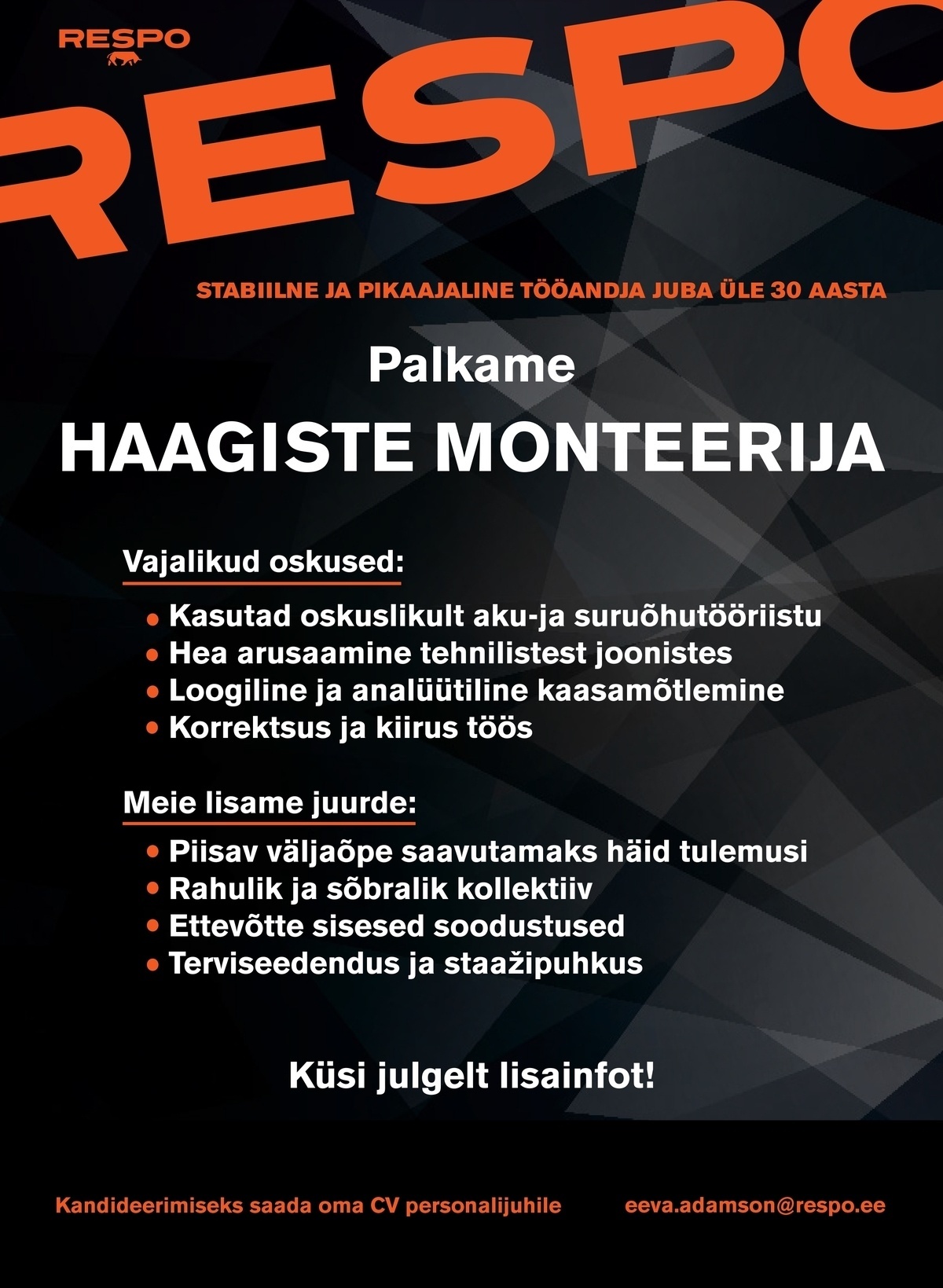 Respo Haagised AS HAAGISTE MONTEERIJA