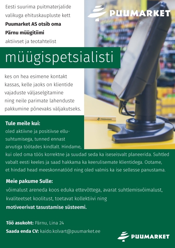 Puumarket AS Müügispetsialist