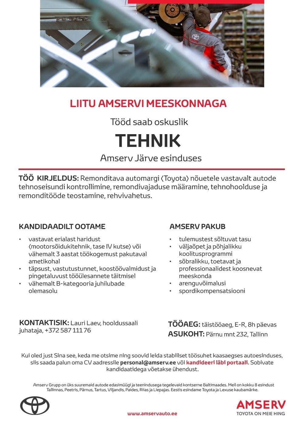 Amserv Grupi AS Tehnik Amserv Järve esinduses Tallinnas