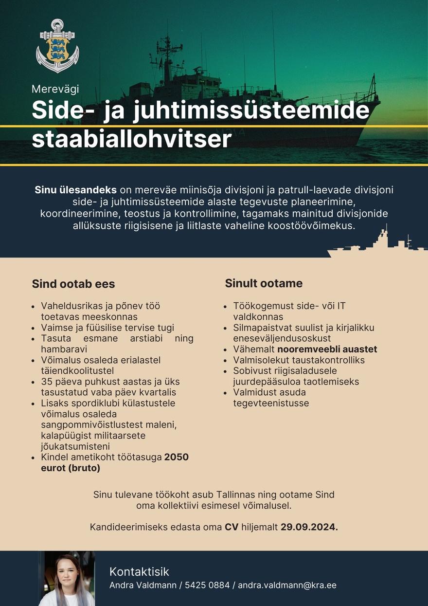 Merevägi Side- ja juhtimissüsteemideosakonna (N6) staabiallohvitseri