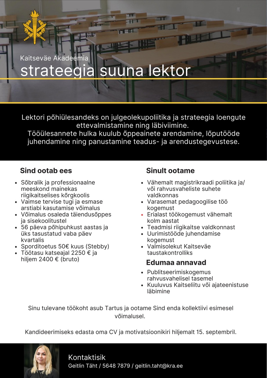 Kaitseväe Akadeemia Strateegia suuna lektor