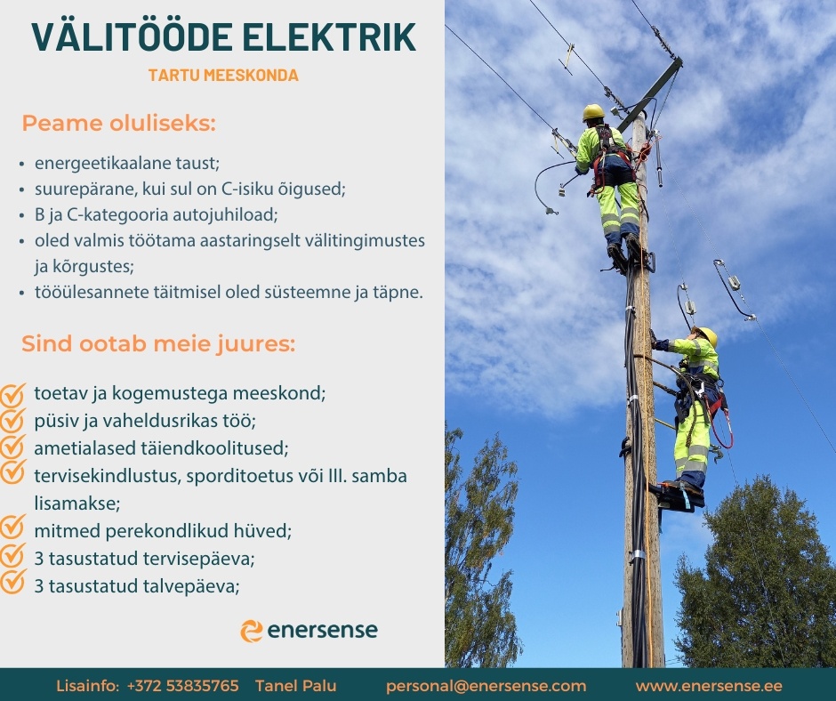 ENERSENSE AS Elektrimontöör Tartu meeskonda