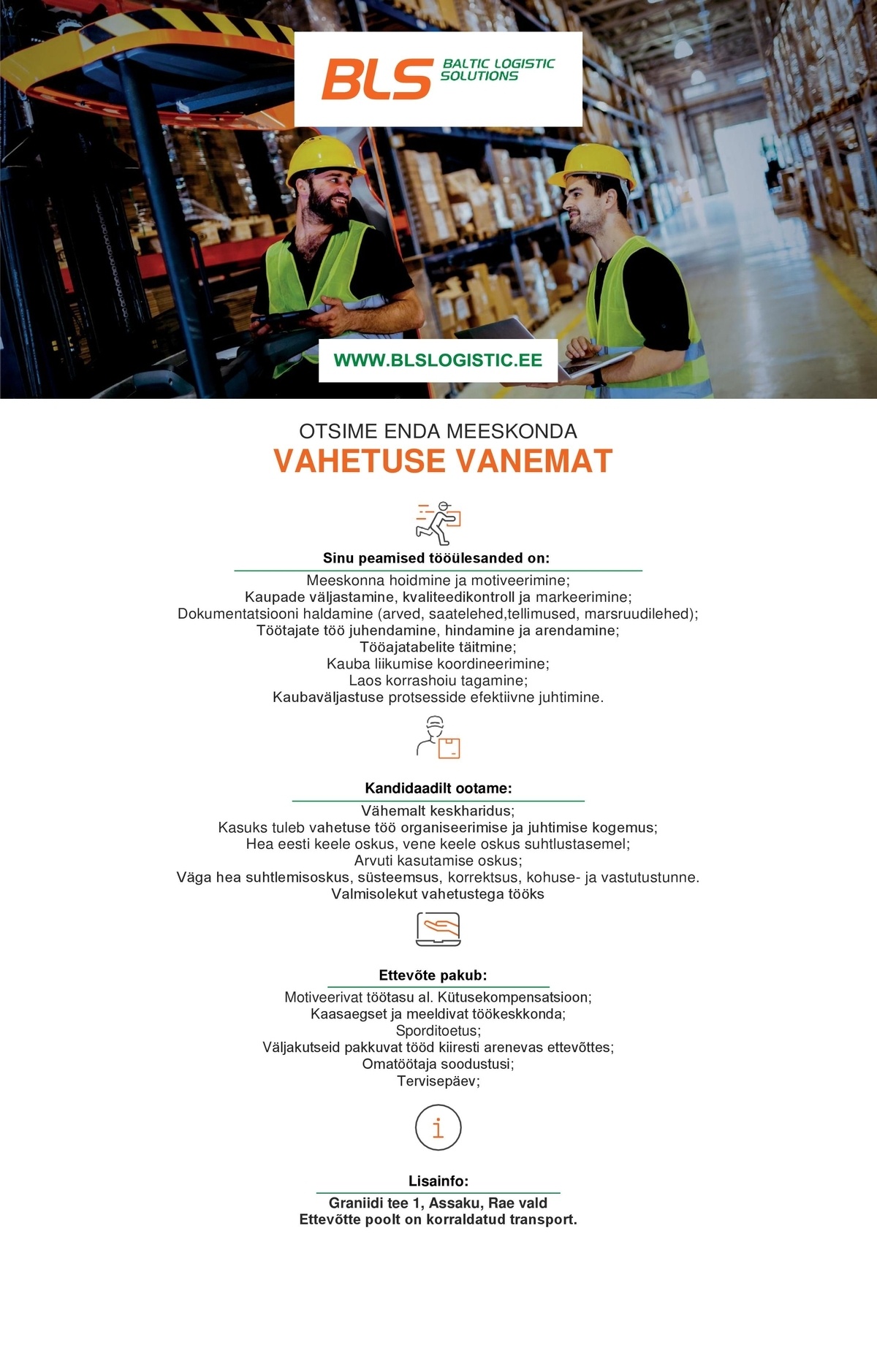 BALTIC LOGISTIC SOLUTIONS OÜ VAHETUSE VANEM