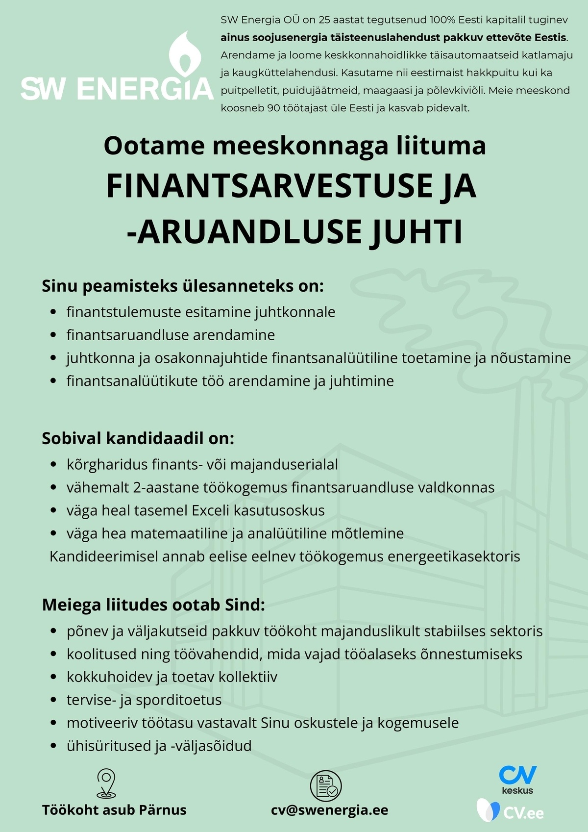 SW Energia OÜ Finantsarvestuse ja -aruandluse juht