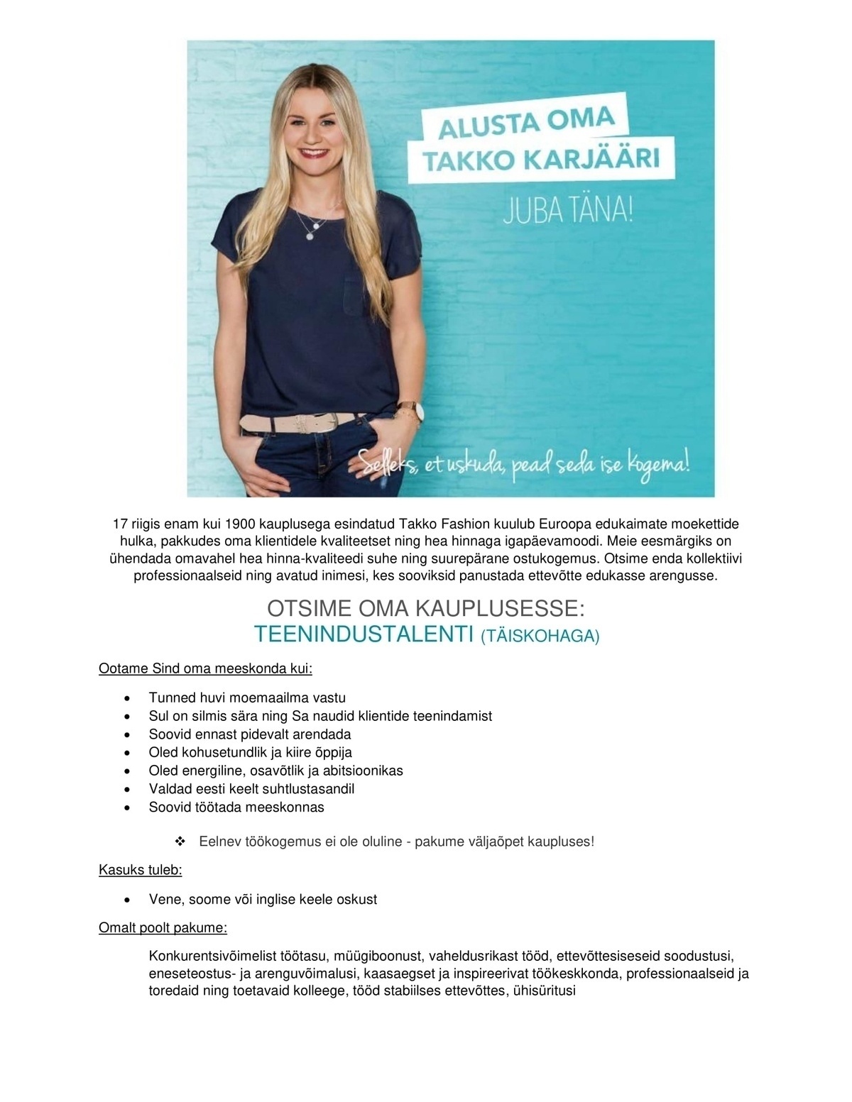 TAKKO FASHION Teenindustalent Magistrali keskuse Takko