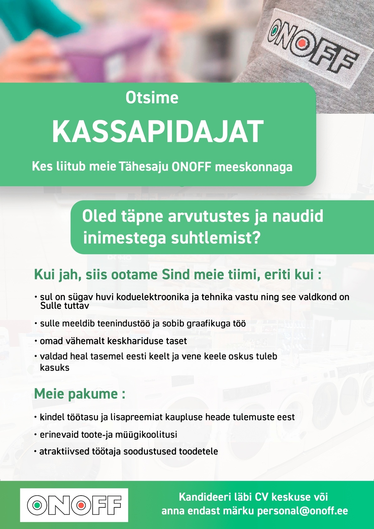 ONOFF Jaekaubanduse OÜ Kassapidaja (Tähesaju ONOFF)