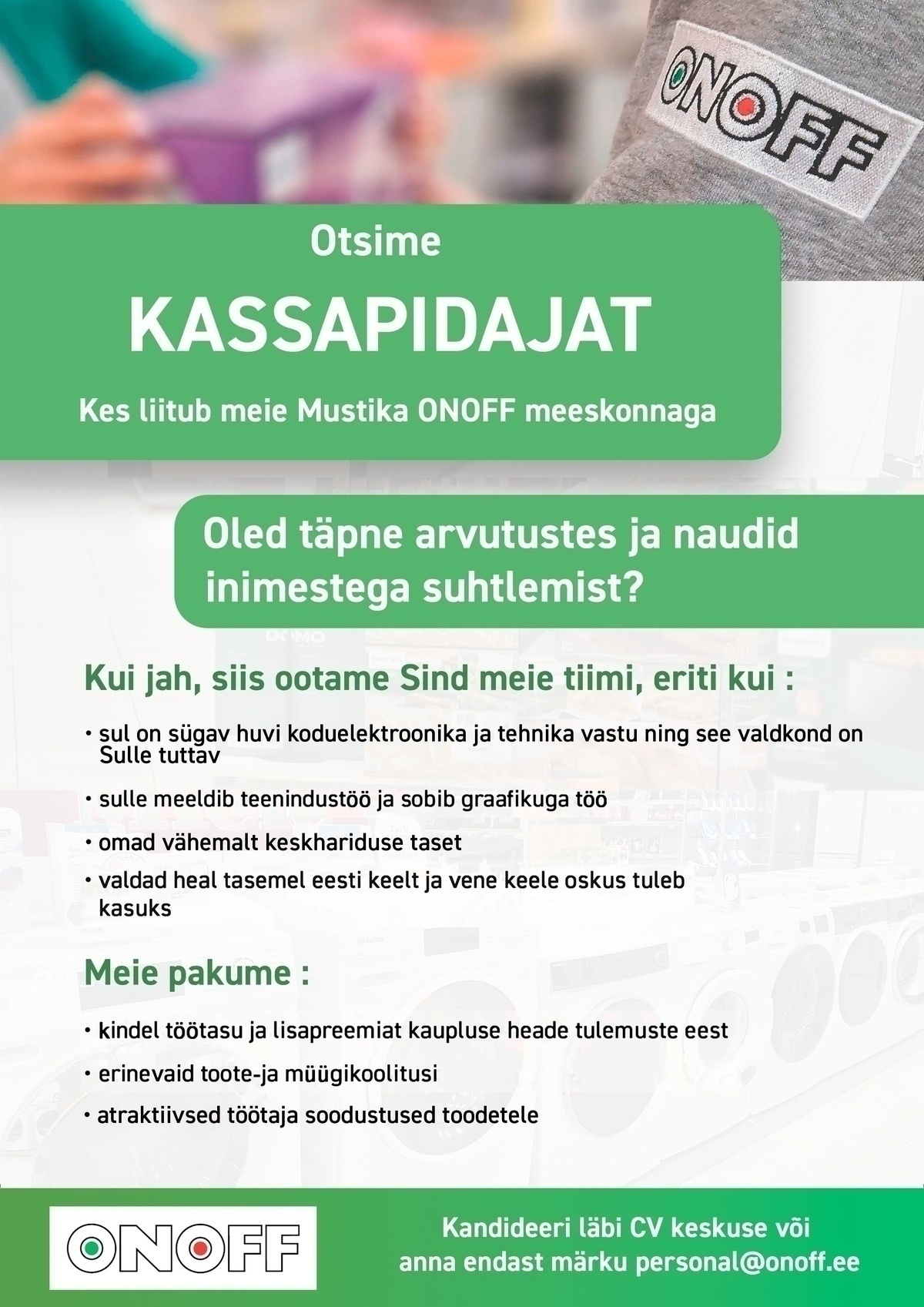 ONOFF Jaekaubanduse OÜ Kassapidaja (Mustika ONOFF)