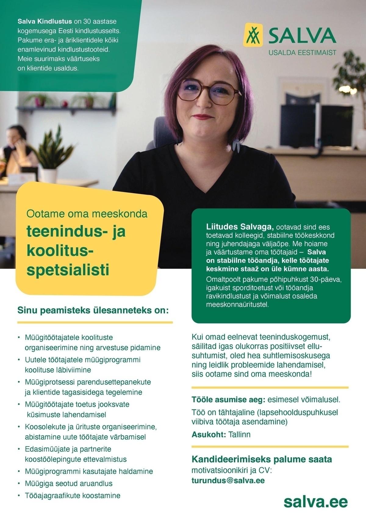 Salva Kindlustuse AS Teenindus- ja koolitusspetsialist