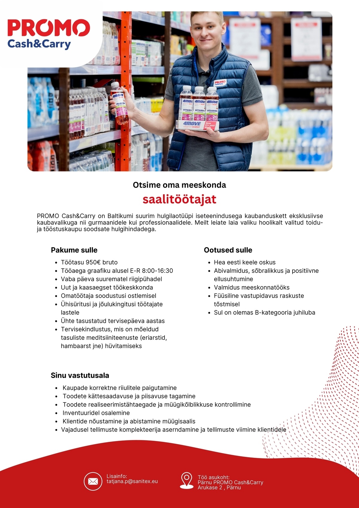 Sanitex OÜ Saalitöötaja Pärnu Promo Cash&Carry hulgikaupluses