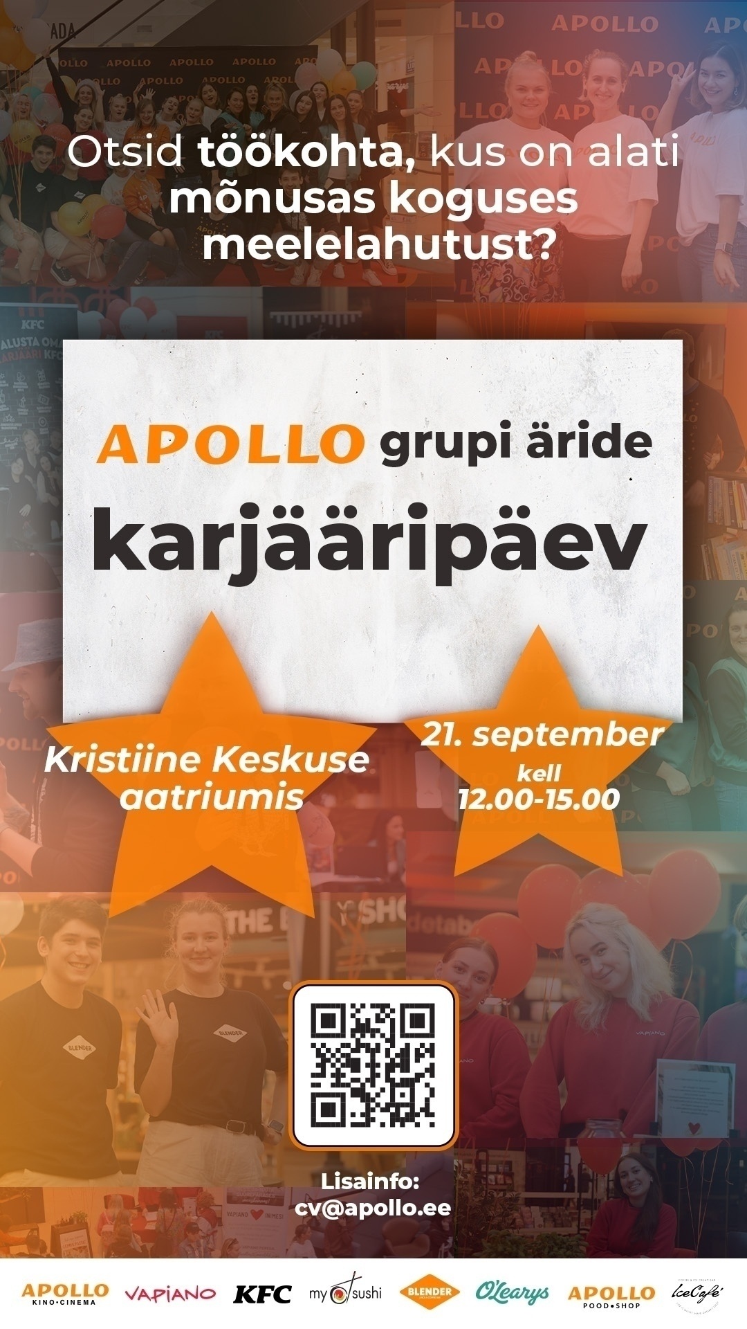 Apollo Group OÜ Apollo grupp kutsub karjääripäevale 21.09 kell 12.00-15.00!