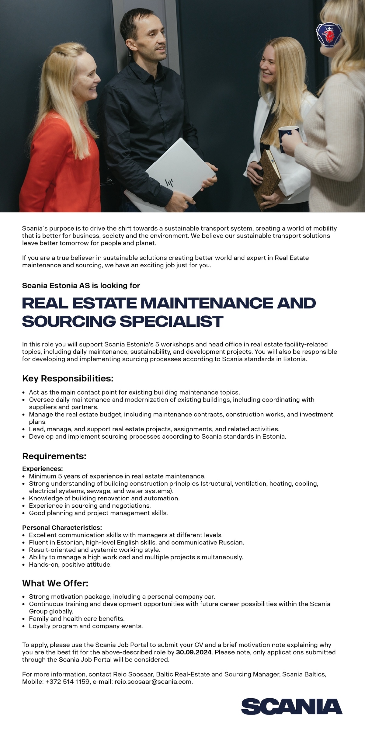 Scania Eesti AS Real Estate Maintenance and Sourcing Specialist