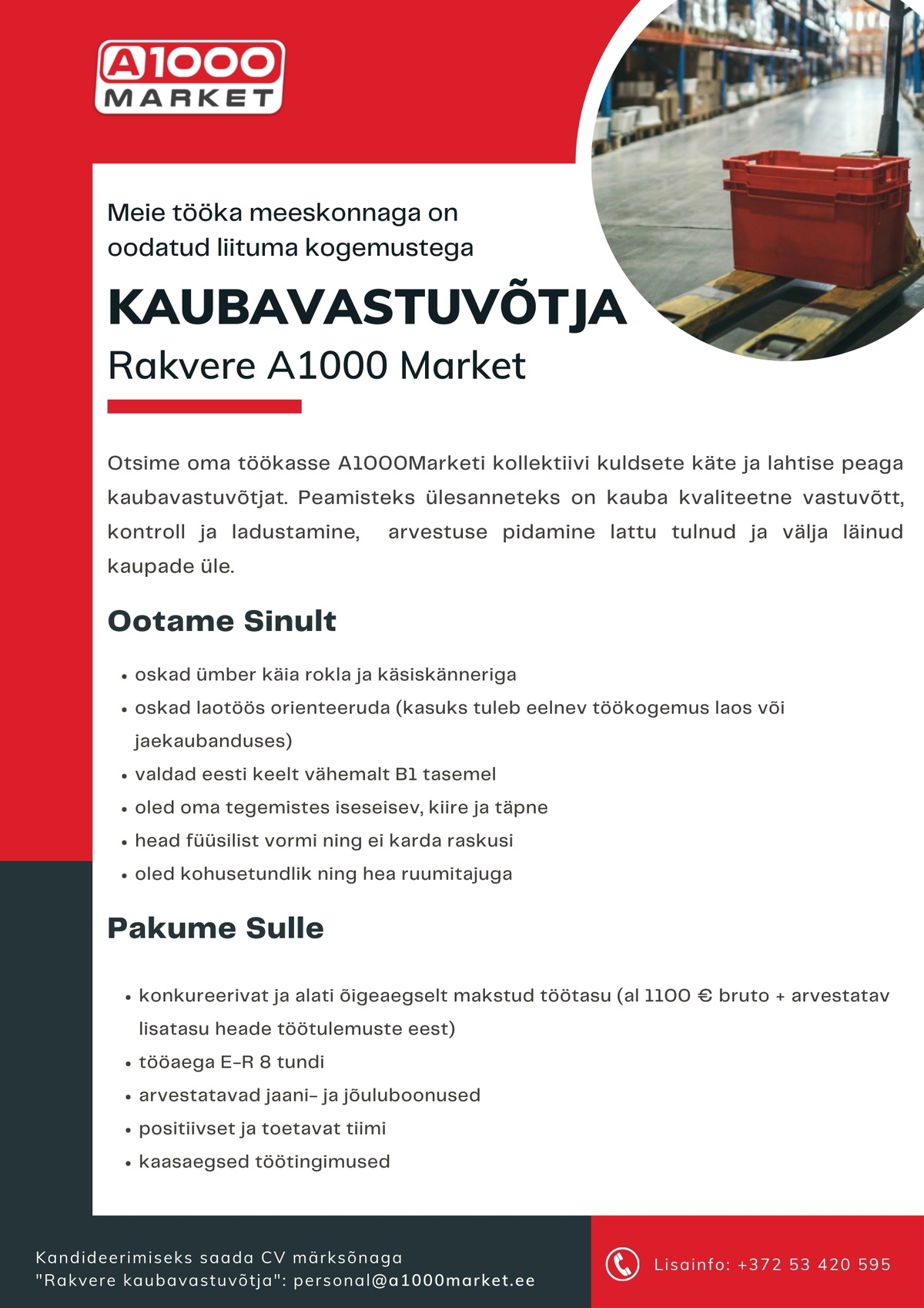 A1M OÜ Kaubavastuvõtja - uus kauplus Rakveres