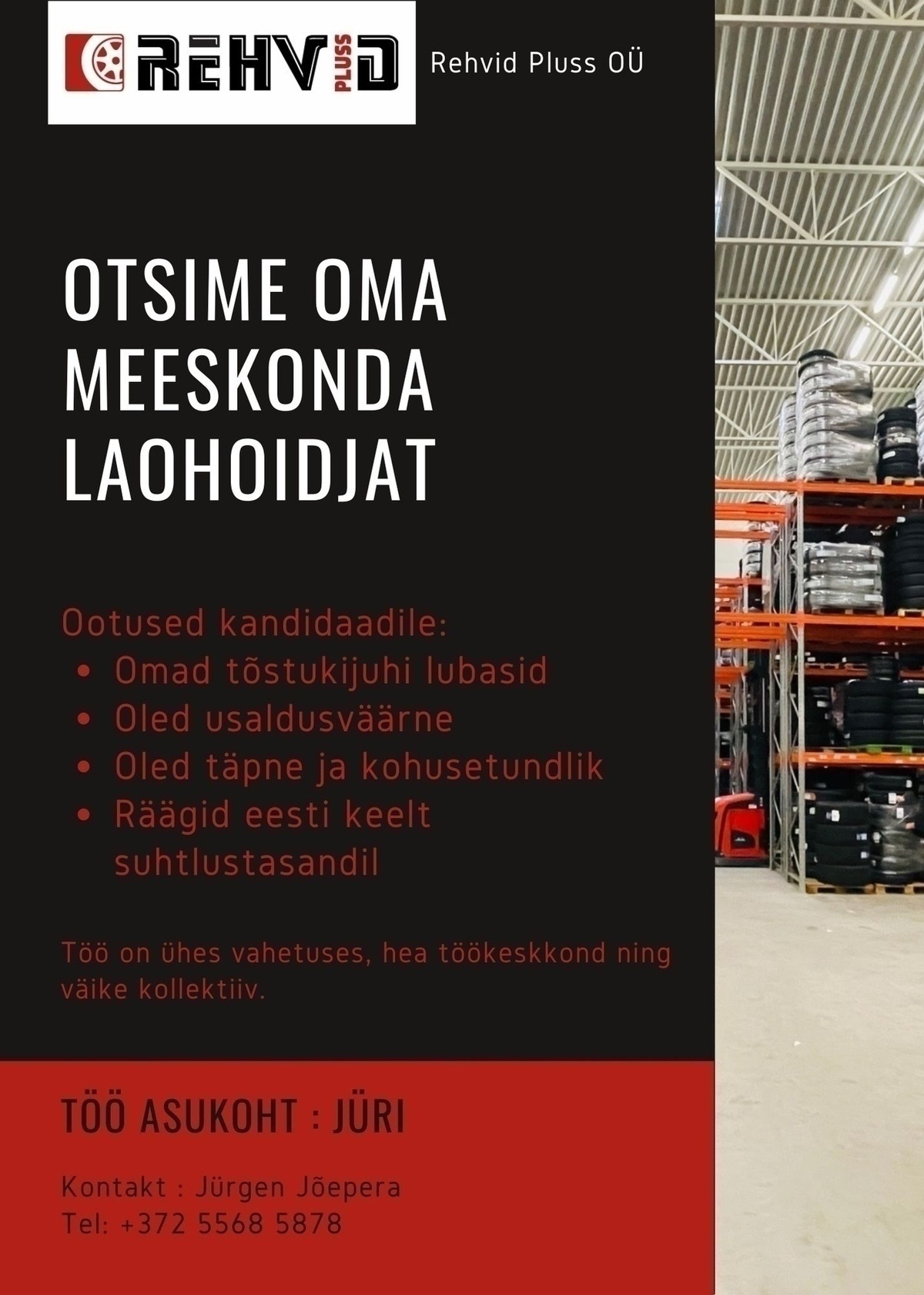 REHVID PLUSS OÜ Komplekteerija / laohoidja