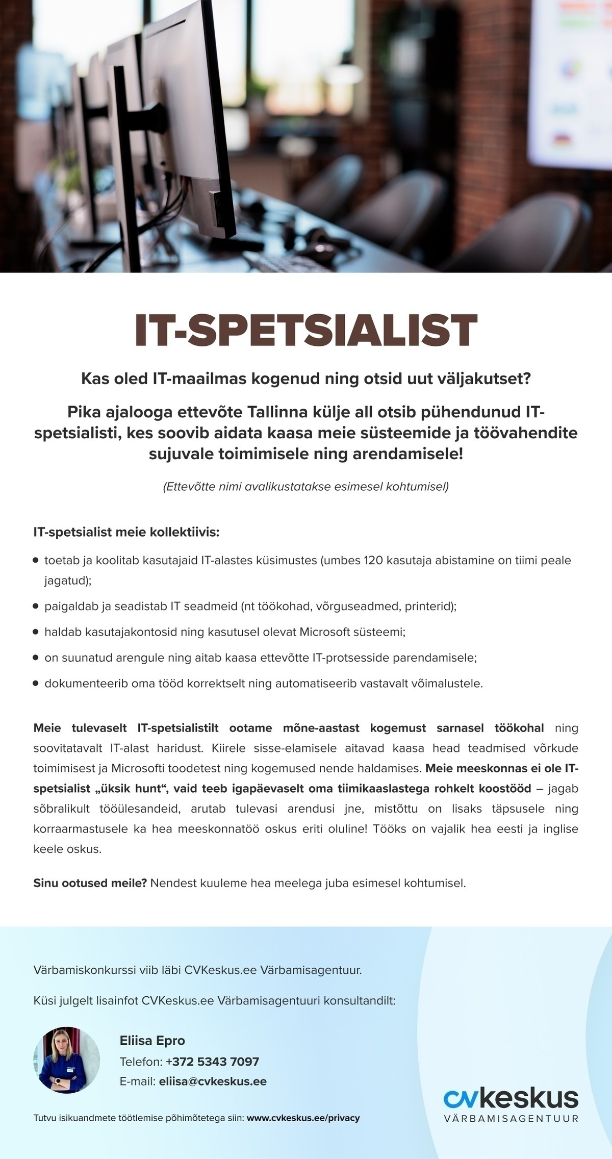 CVKeskus.ee Värbamisagentuuri klient IT-spetsialist