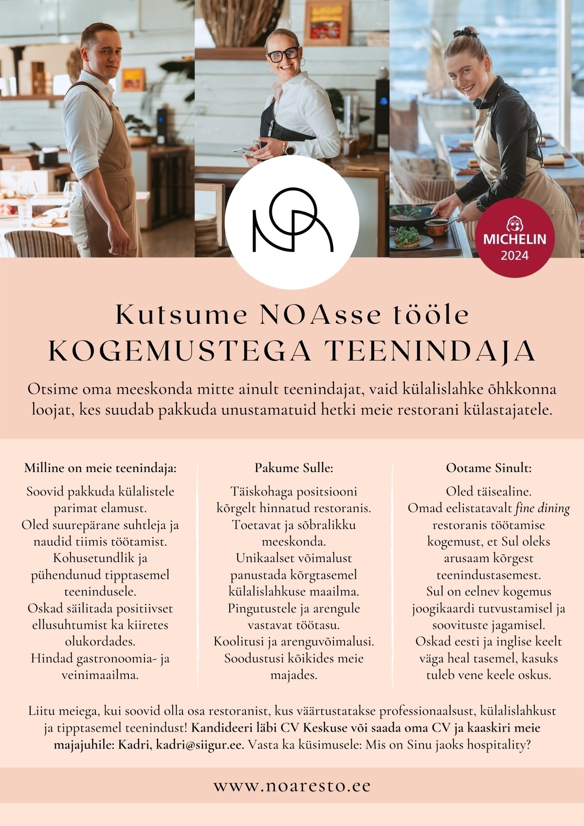 NOA restoran KOGEMUSTEGA TEENINDAJA NOA restorani