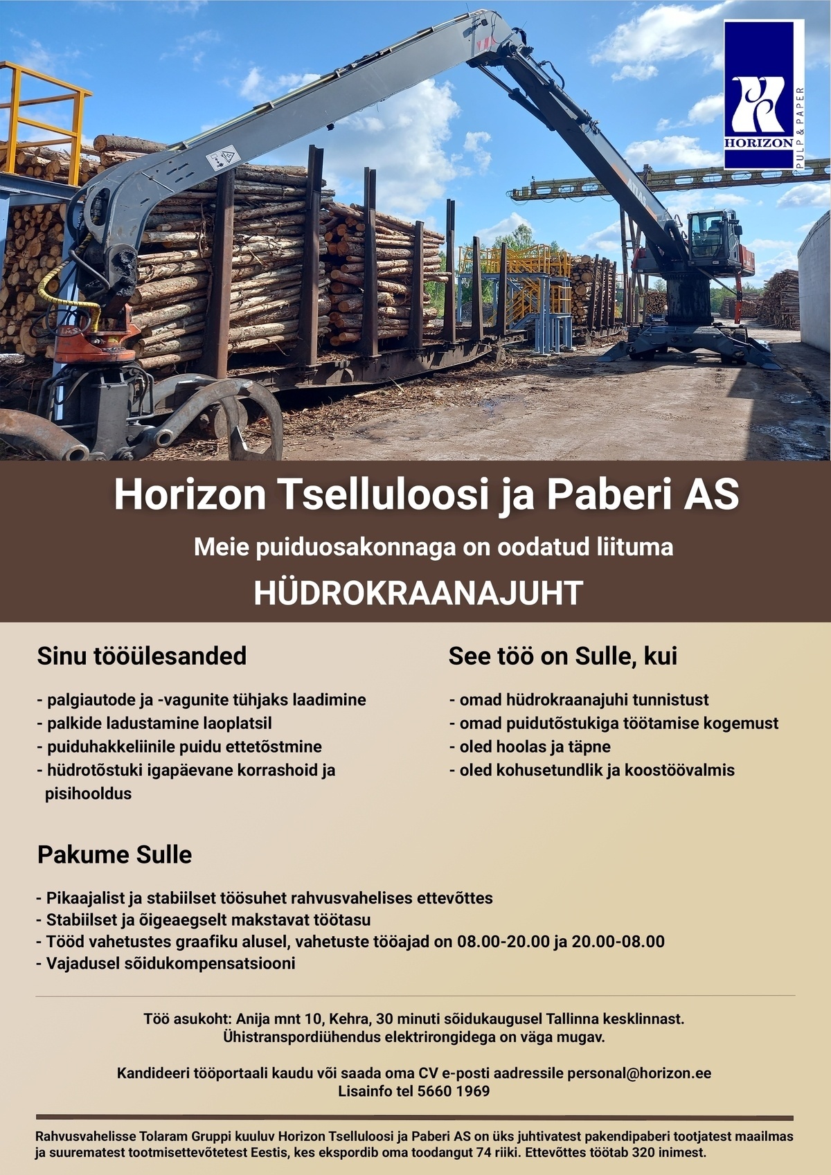 Horizon Tselluloosi ja Paberi AS HÜDROKRAANAJUHT