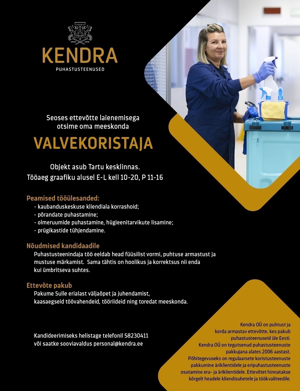 Kendra OÜ VALVEPUHASTUSTEENINDAJA