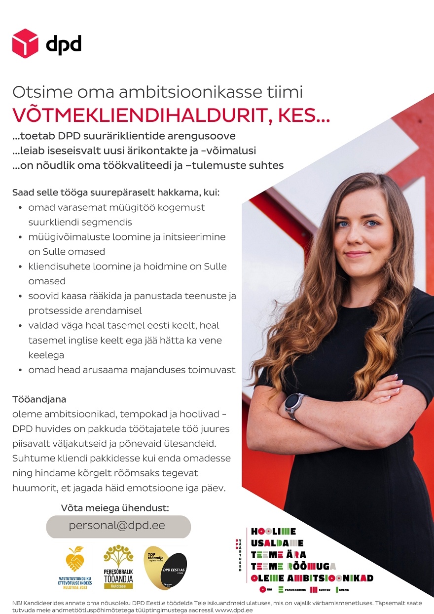 DPD Eesti AS Võtmekliendihaldur