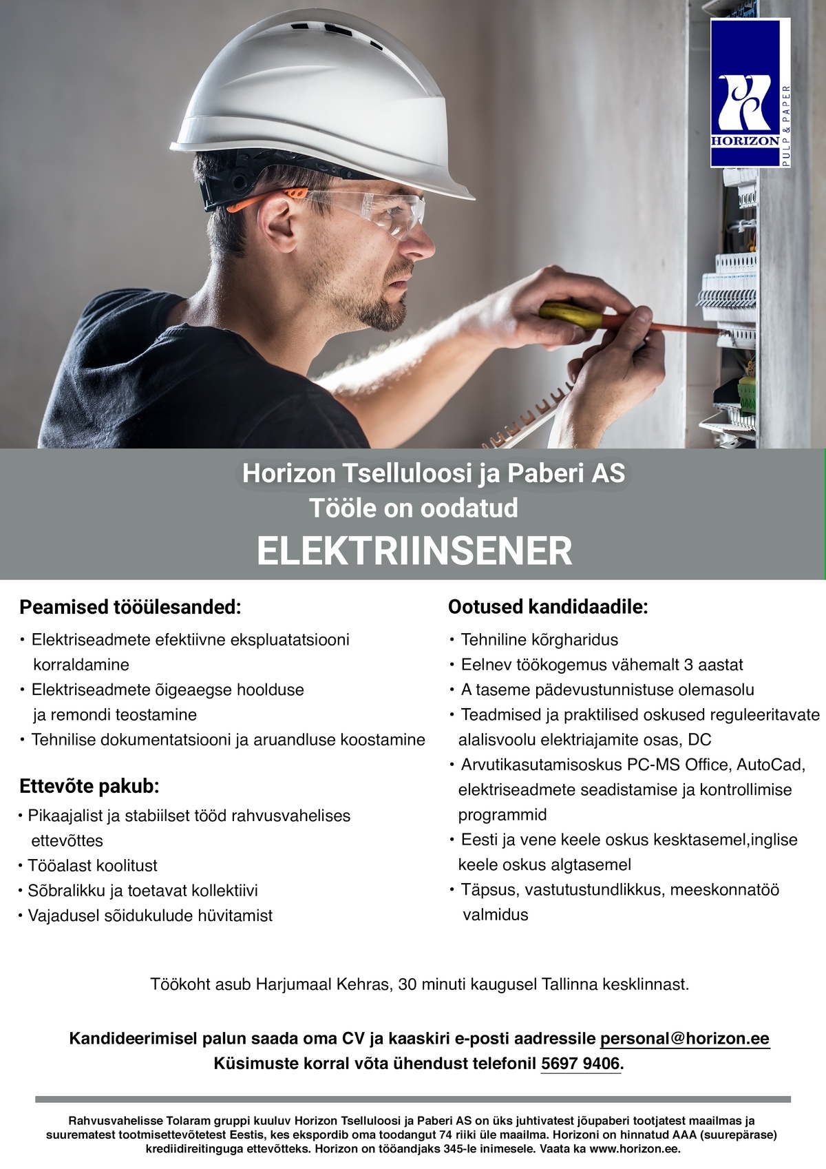 Horizon Tselluloosi ja Paberi AS ELEKTRIINSENER