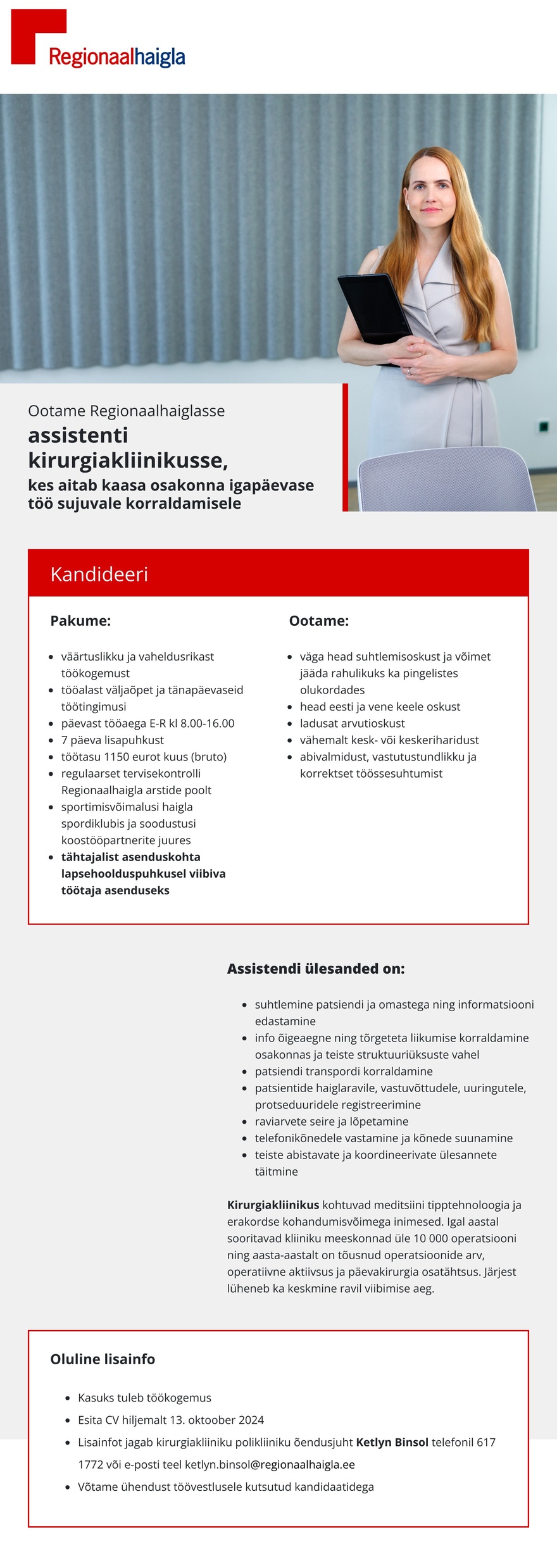 Põhja-Eesti Regionaalhaigla Assistent kirurgiakliinikusse