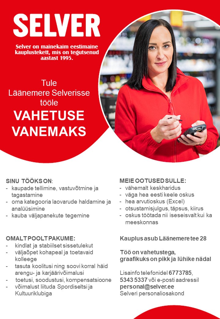 Selver Vahetuse vanem Läänemere Selevris