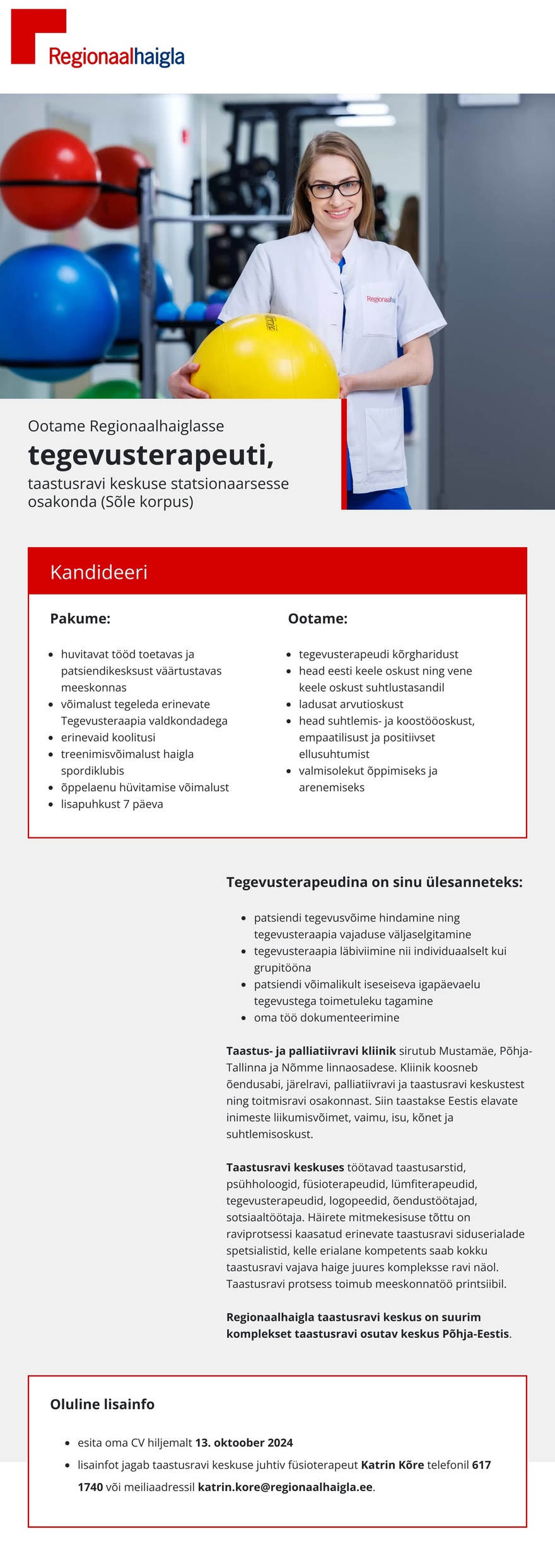 Põhja-Eesti Regionaalhaigla Tegevusterapeut