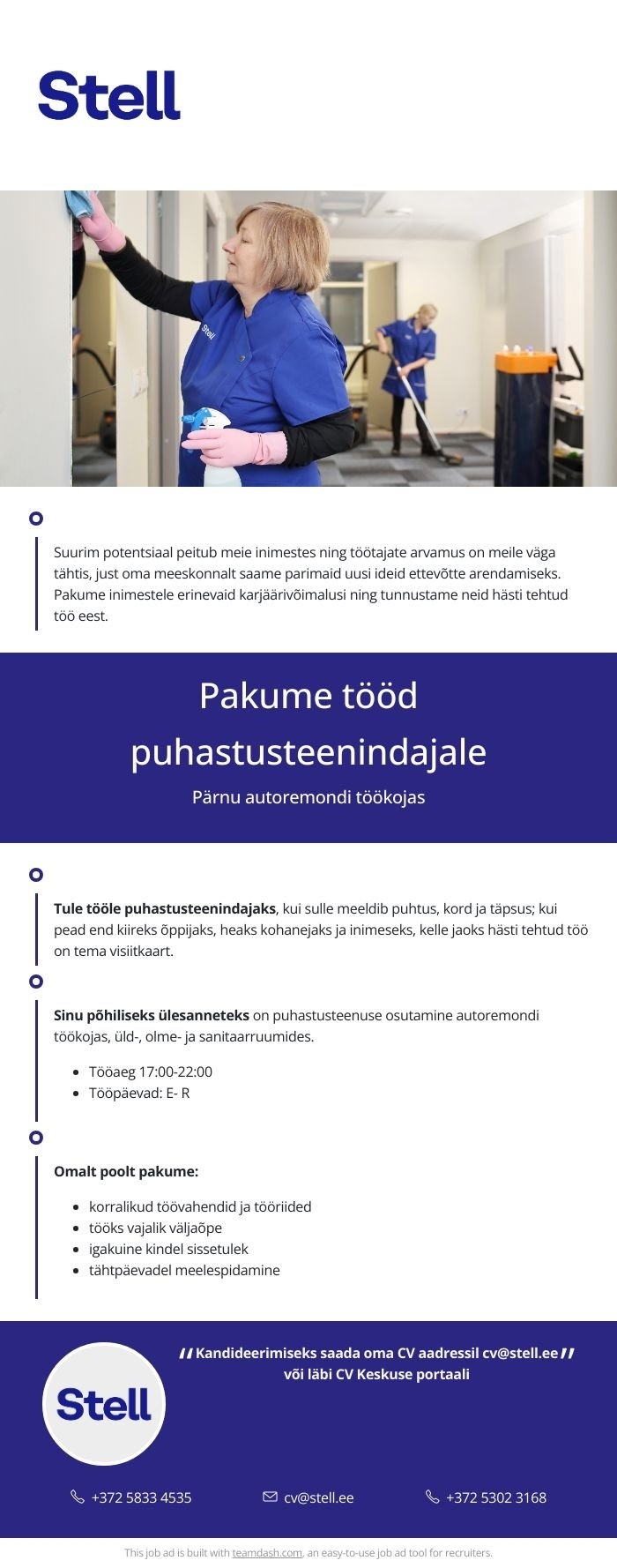 Stell Eesti AS Puhastusteenindaja Pärnu autoremondi töökojas