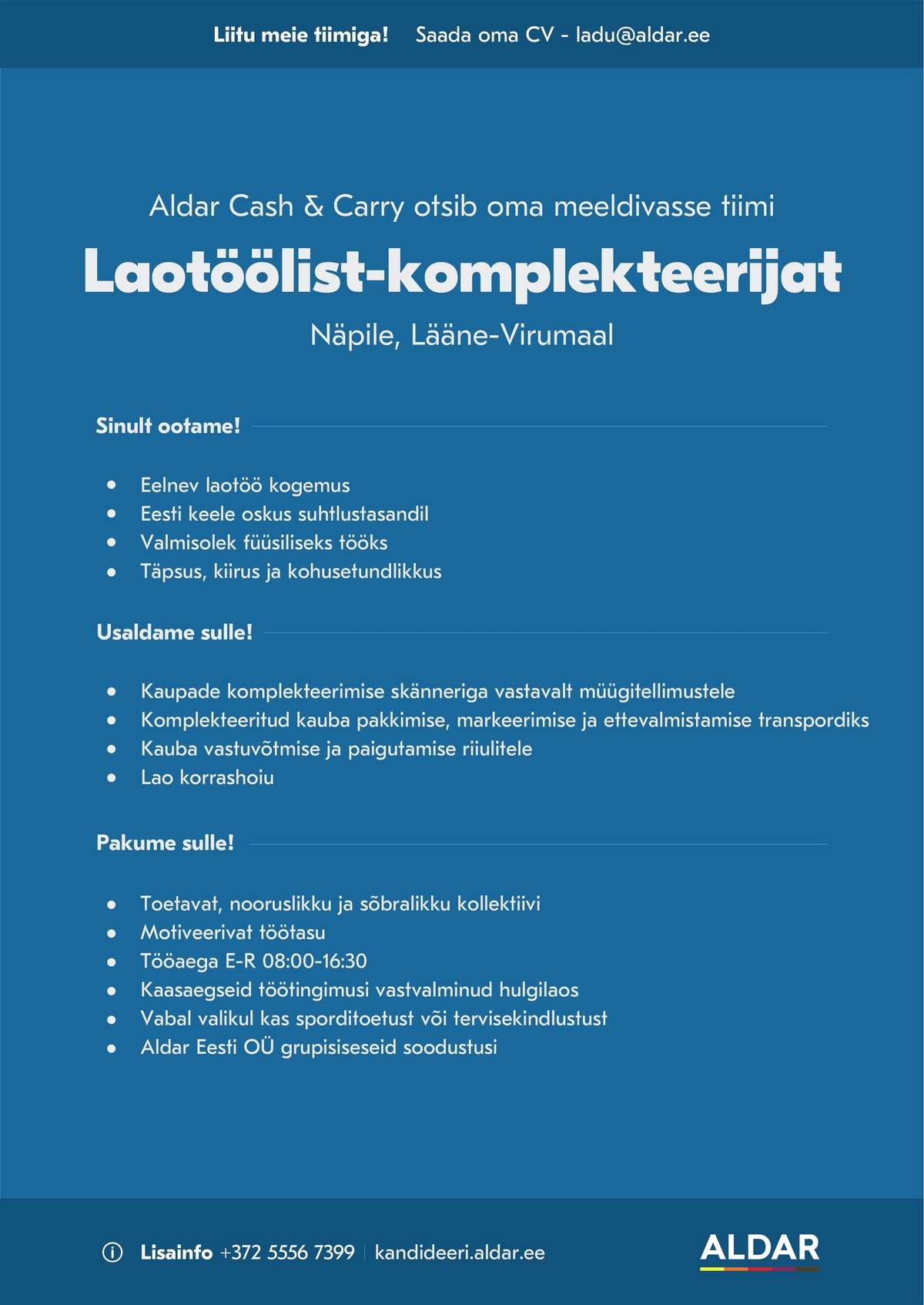 Aldar Eesti OÜ Laotööline-komplekteerija