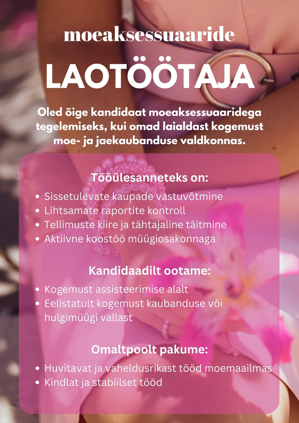 DADA GOPAL OÜ MOEAKSESSUAARIDE LAOTÖÖTAJA