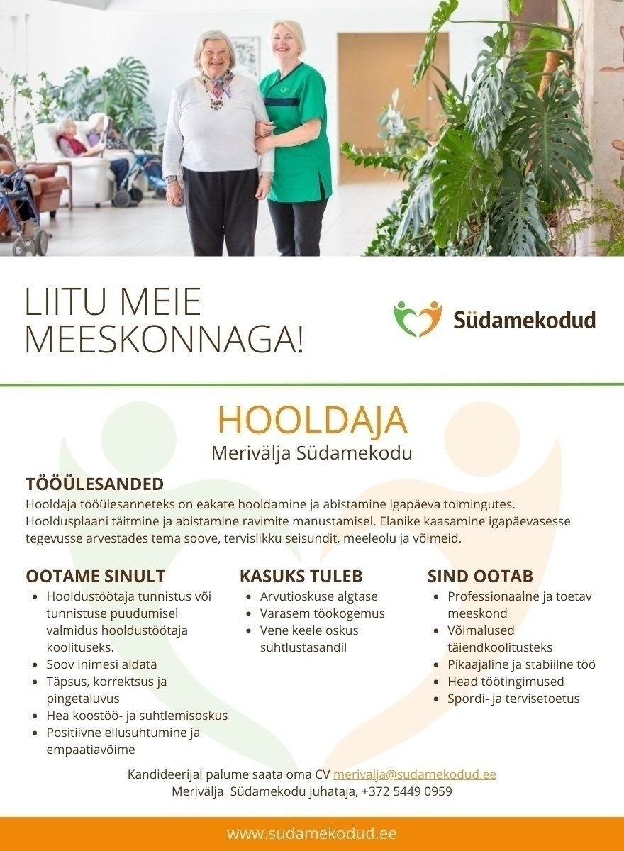 Südamekodud AS Hooldaja Merivälja Südamekodusse