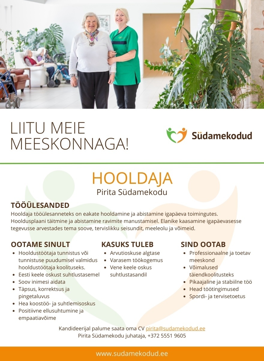 Südamekodud AS Hooldaja Pirita Südamekodusse