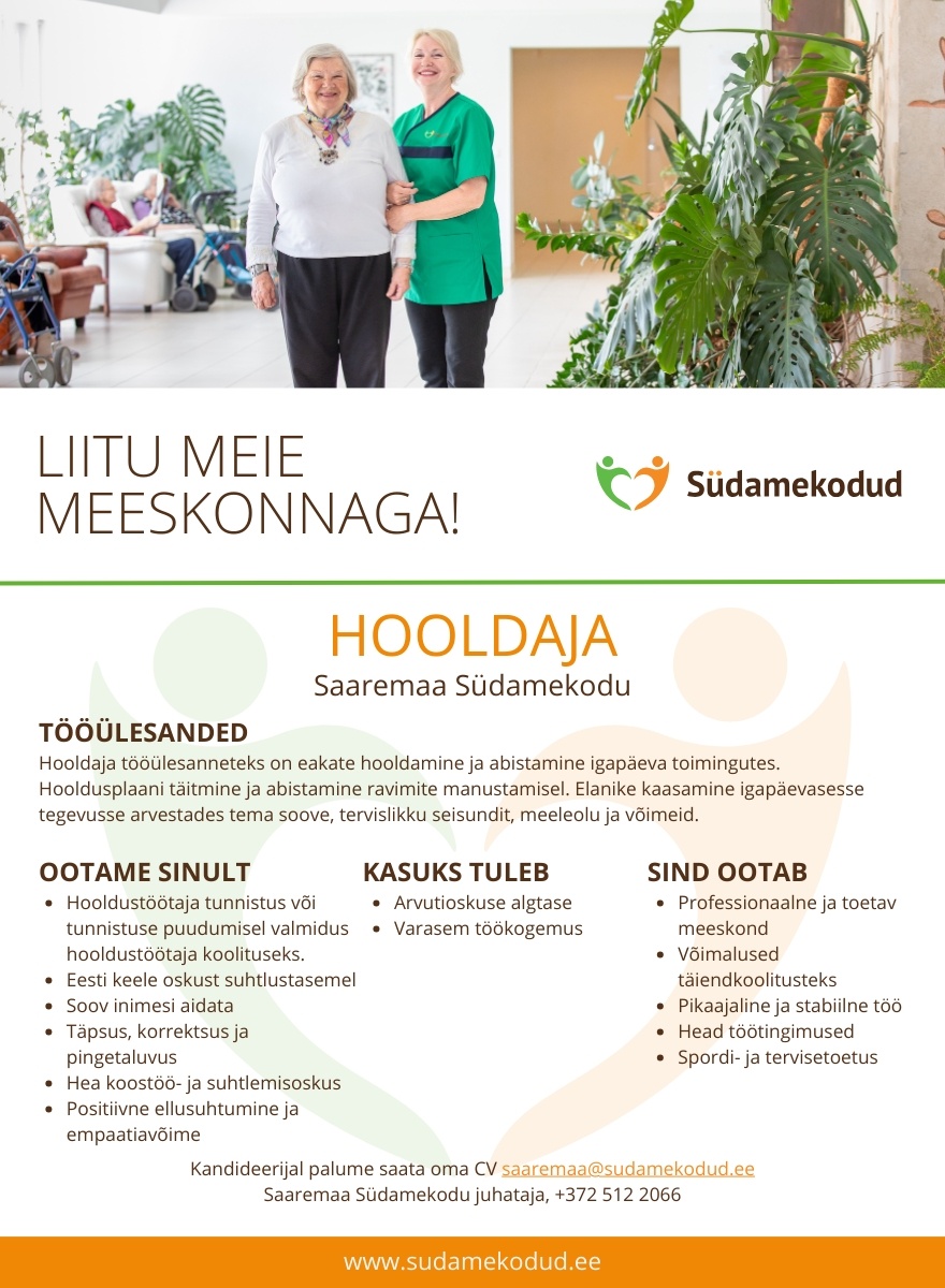 Südamekodud AS Hooldaja Saaremaa Südamekodusse