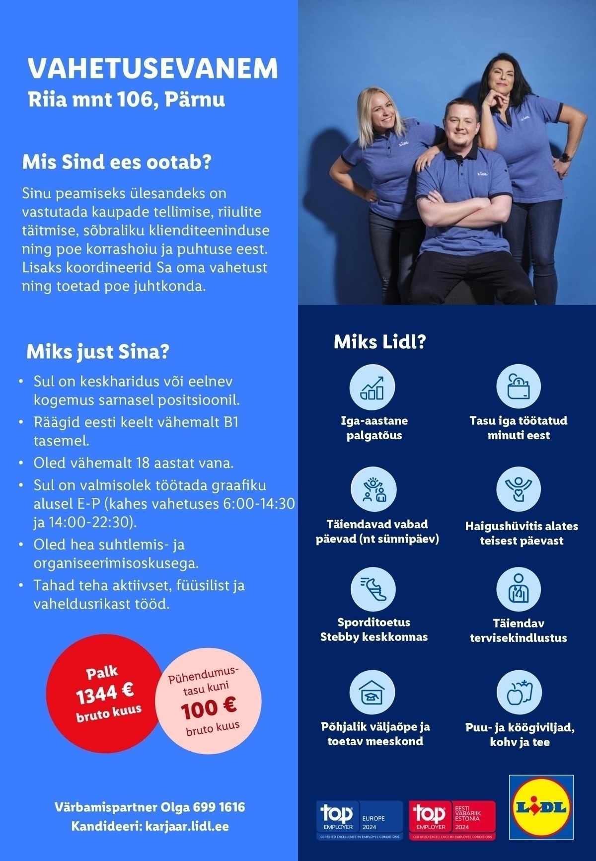 Lidl Eesti OÜ Vahetusevanem (Riia mnt 106, Pärnu)