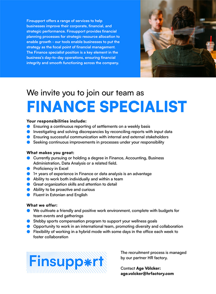 Finsupport OÜ Finance Specialist