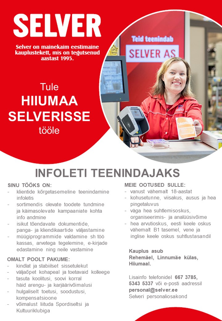 Selver Infoteenindaja Hiiumaa Selveris